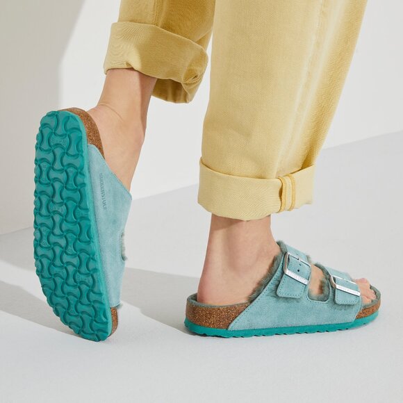 Birkenstock Women's Arizona Shearling Sandal Beryl (GREEN) 40/9 Narrow - Picture 4 of 7
